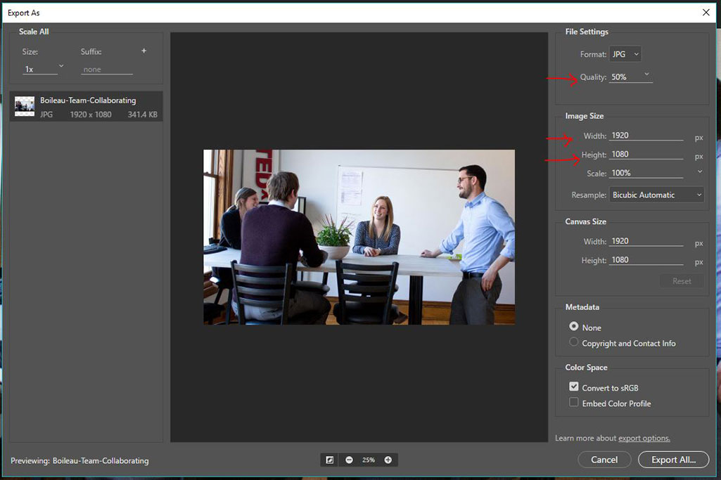 Using Photoshop to Export Optimized Images for WordPress