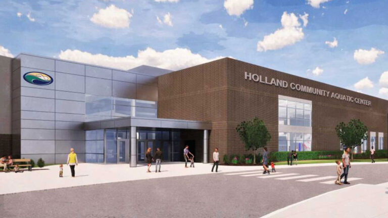 A digital rendering of the Holland Aquatic Center's building expansion as a result of their millage and fundraising campaigns